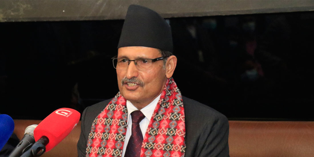 Agni Prasad Sapkota speaking at a public event in Kathmandu, Nepal