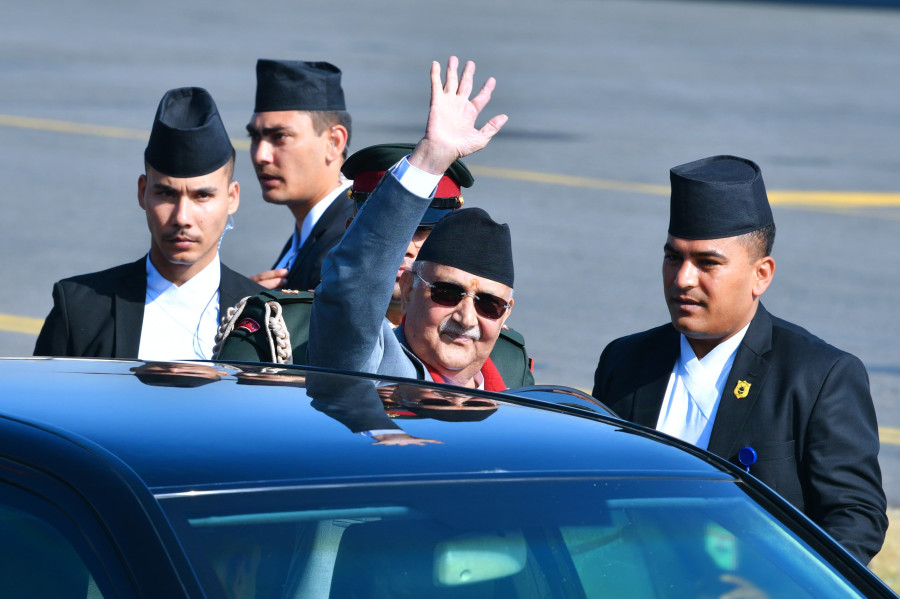 Prime Minister KP Sharma Oli addressing the media before departing for Spain to attend the United Nations Financing for Development Conference