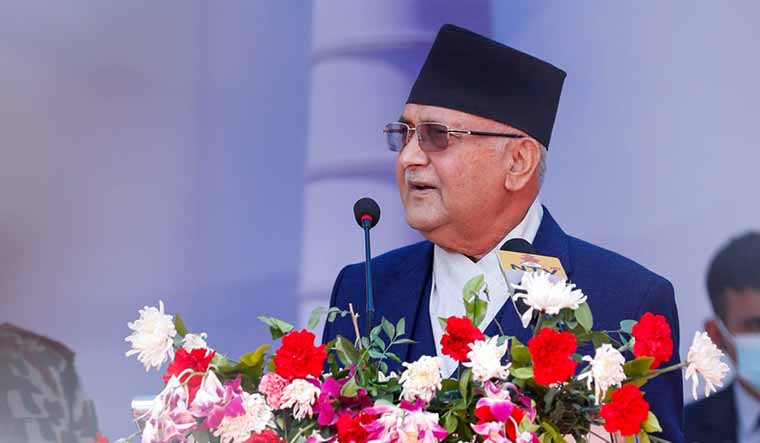 Prime Minister KP Sharma Oli speaking during a parliamentary session in Kathmandu, Nepal