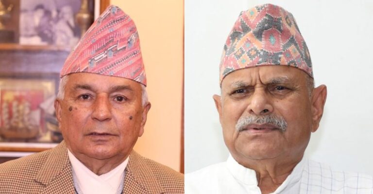Former President Ram Baran Yadav speaking about Nepal’s political crisis and the need for constitutional solutions during Constitution Day remarks in Kathmandu.