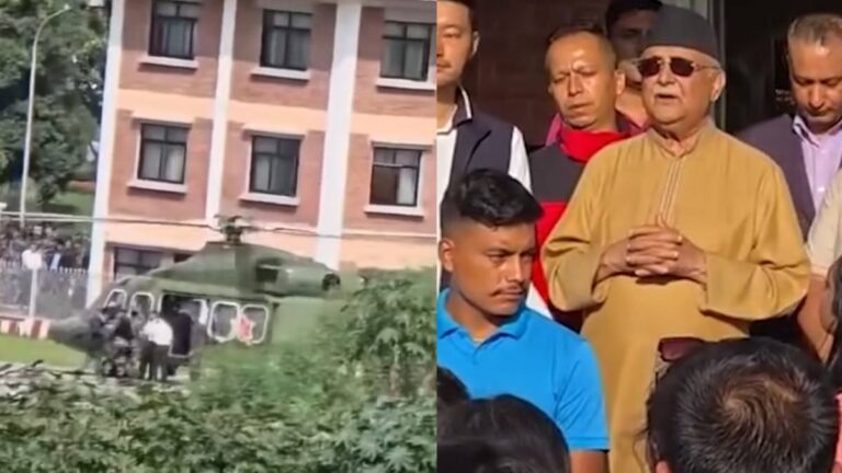 CPN-UML Chairman KP Sharma Oli speaking about the September 9 unrest during a gathering in Bhaktapur.