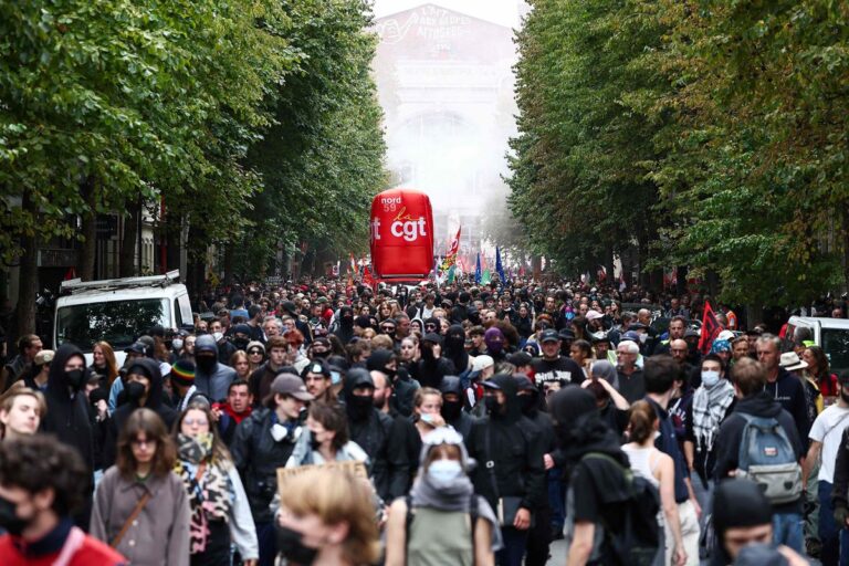 Protesters in Paris rally against budget cuts as police monitor demonstrations in France