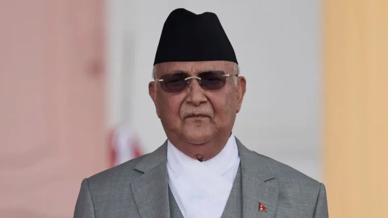 Former Prime Minister KP Sharma Oli during a political event in Nepal, amid controversy over Gen-Z protest shootings in Kathmandu.