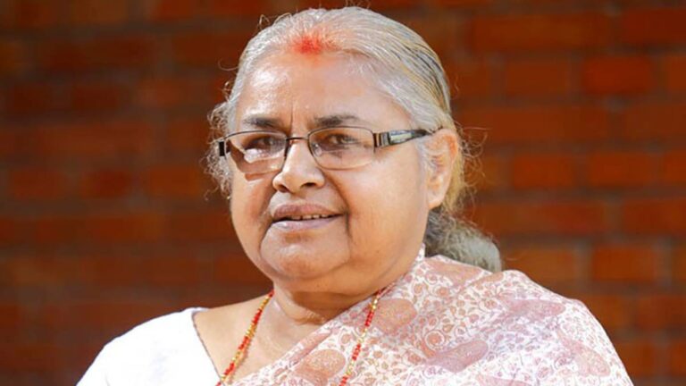 Prime Minister Sushila Karki preparing to deliver her first national address in Kathmandu