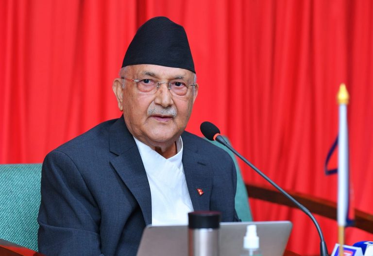 CPN-UML chair KP Sharma Oli addressing party leaders during a meeting in Kathmandu after rejecting the Sushila Karki-led interim government.