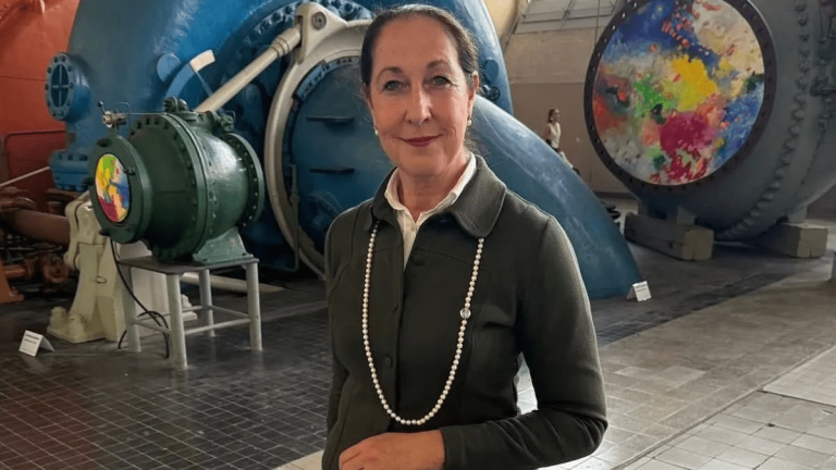 German police vehicles outside a residential area in Herdecke after the stabbing of newly elected mayor Iris Stalter.