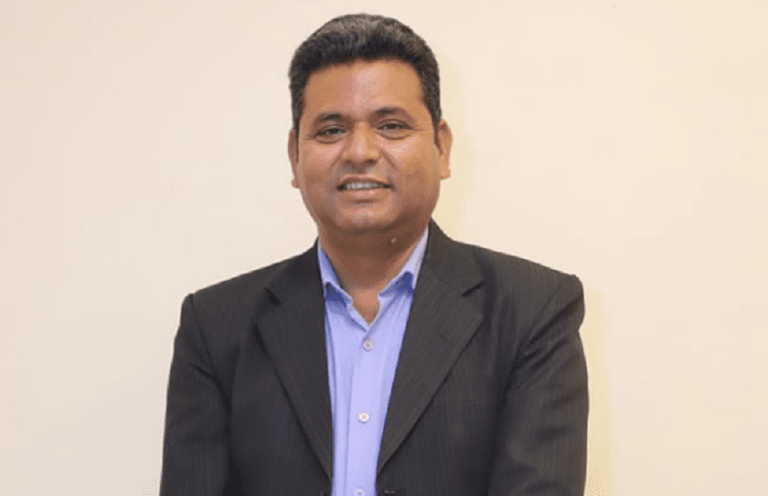 UML leader Niraj Acharya addressing the media about allegations against Home Minister Om Prakash Aryal in Kathmandu