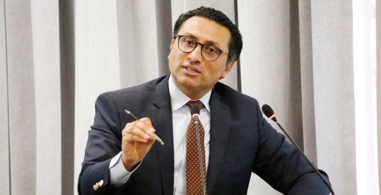 Swarnim Wagle and Prime Minister Sushila Karki during a political dialogue in Kathmandu where the Rastriya Swatantra Party presented its five-point vision on good governance and democratic legitimacy.