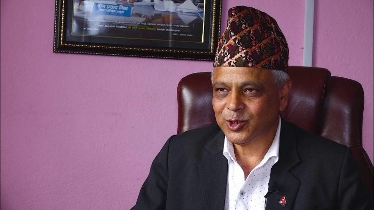 Som Mishra, CPN-UML Central Committee member, speaking about his opposition to the revival of Nepal’s dissolved House of Representatives during a political discussion in Bhaktapur.