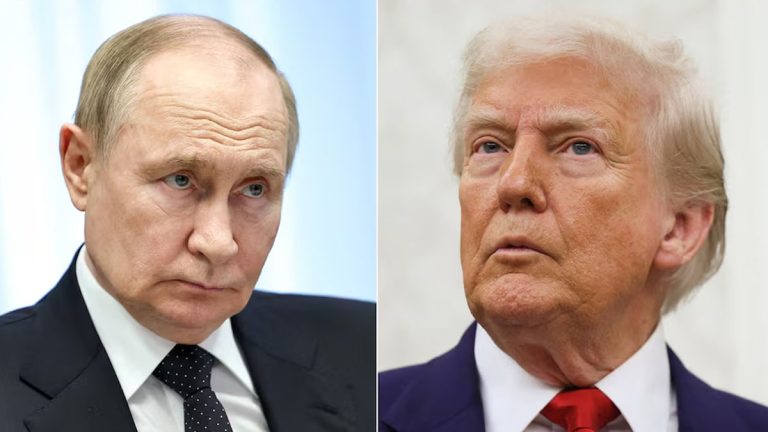 U.S. President Donald Trump and Russian President Vladimir Putin pictured during a previous meeting, symbolizing rising tensions as their planned Budapest peace summit is canceled amid the ongoing Ukraine war.