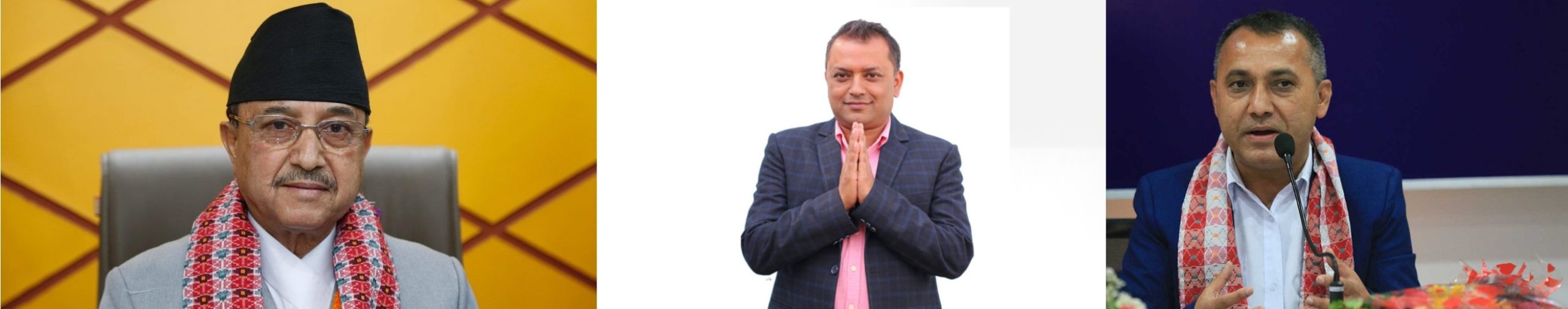 Nepali Congress leaders preparing for a virtual meeting with district presidents across Nepal.