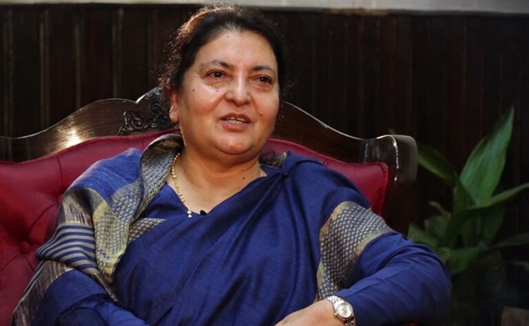 Former President Bidya Devi Bhandari speaks about democratic leadership selection at the CPN-UML general convention
