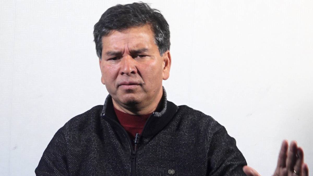 Nepali Congress Co-General Secretary Prakash Rasaily speaking to journalists about the party’s prospects in the upcoming parliamentary election in Kathmandu.