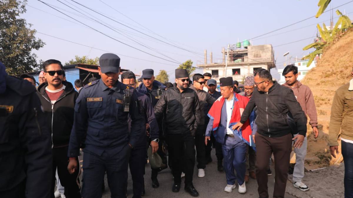 Balen Shah campaigns for Rastriya Swatantra Party candidates during a public outreach event in Ilam Bazaar.
