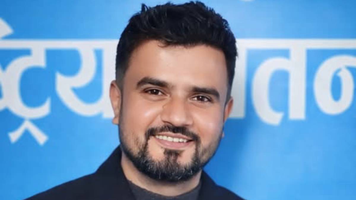 RSP candidate Rajib Khatri during an election-related event after the Election Commission dismissed a complaint against his candidacy in Bhaktapur–2.