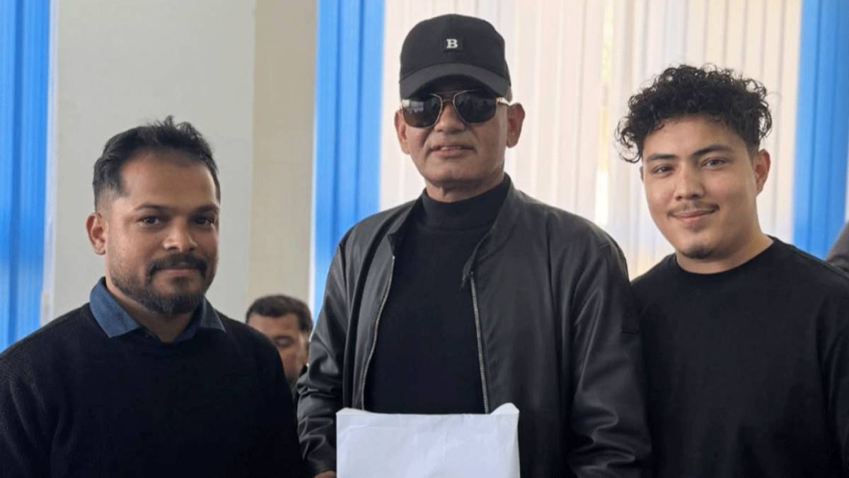 Former Kathmandu Metropolitan Police Chief Rajunath Pandey after filing his candidacy from Kathmandu Constituency No. 3 representing the Rastriya Swatantra Party.