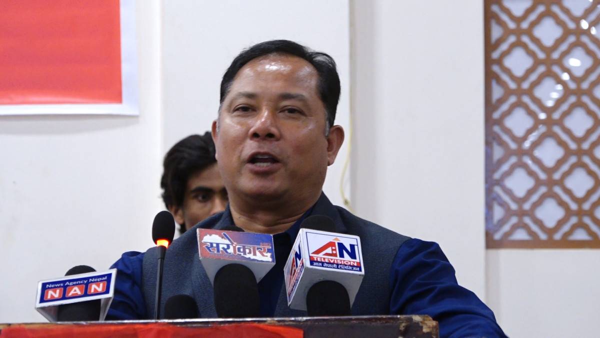Resham Chaudhary of Nagarik Unmukti Party Nepal during a public appearance related to his candidacy