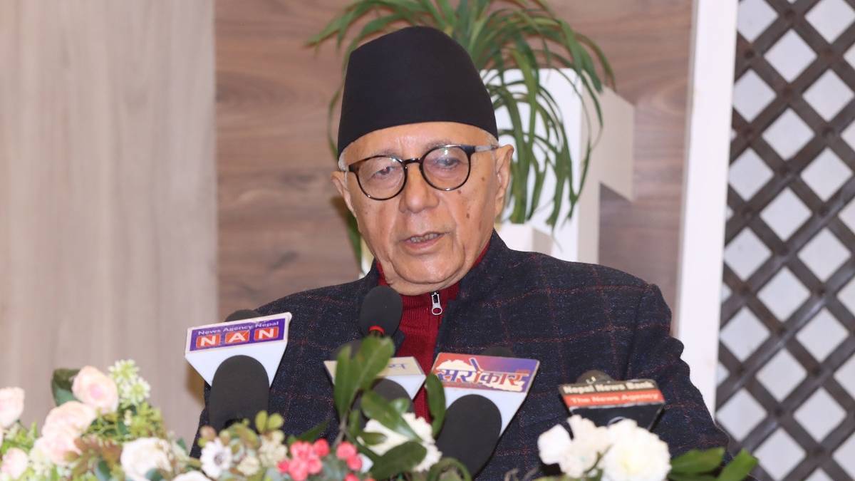 Shekhar Koirala during a public political event in Kathmandu