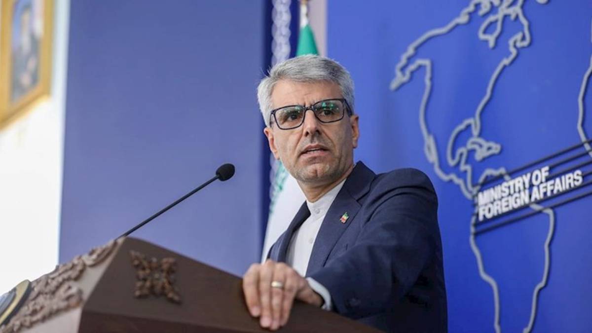 Iranian Foreign Ministry spokesperson addresses media in Tehran amid discussions on potential nuclear talks with Western countries.