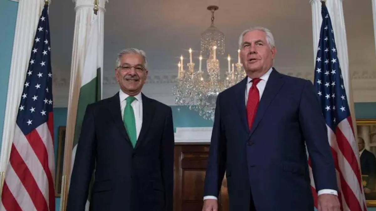 Pakistan Defence Minister Khawaja Asif speaking during an upper house session in Islamabad.