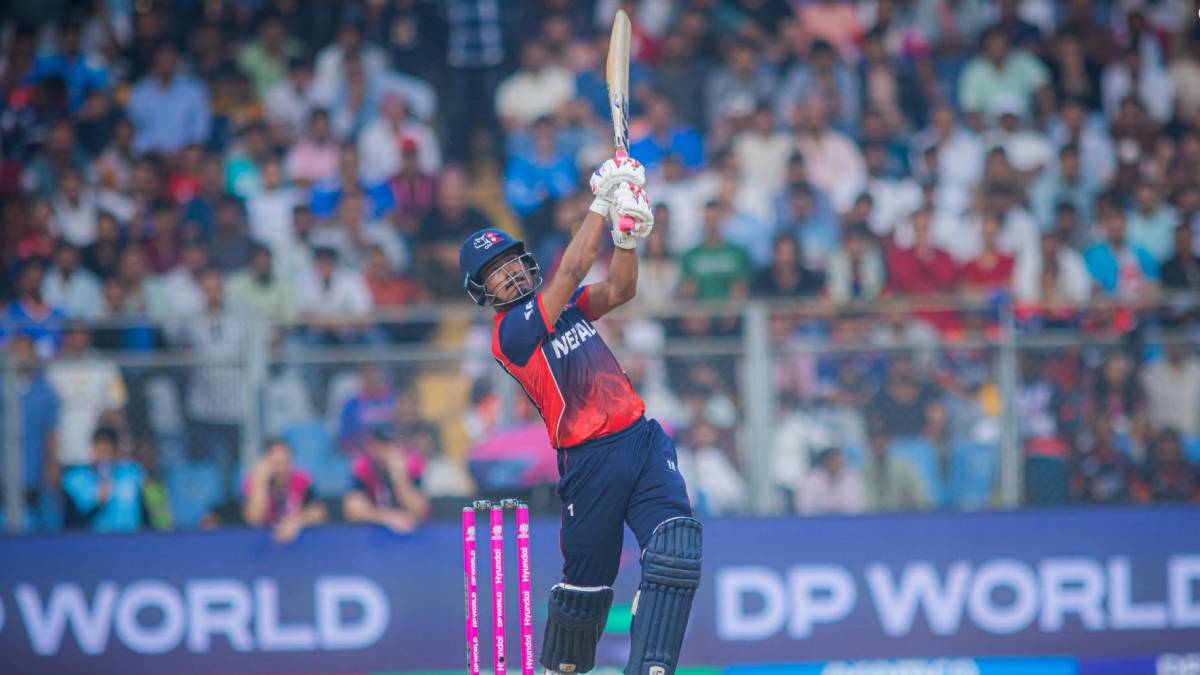 Nepal players during their ICC T20 World Cup 2026 match against England at Wankhede Stadium in Mumbai