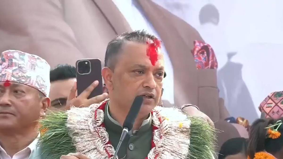 Nepali Congress candidate Gagan Thapa speaks during an election campaign event ahead of the House of Representatives election in Nepal.