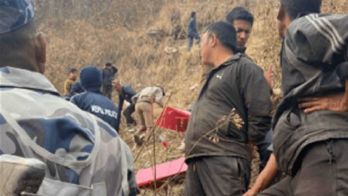 Bolero jeep that plunged nearly 200 meters off a cliff in Sirubari, Ramechhap Municipality–2, during election material transport operation