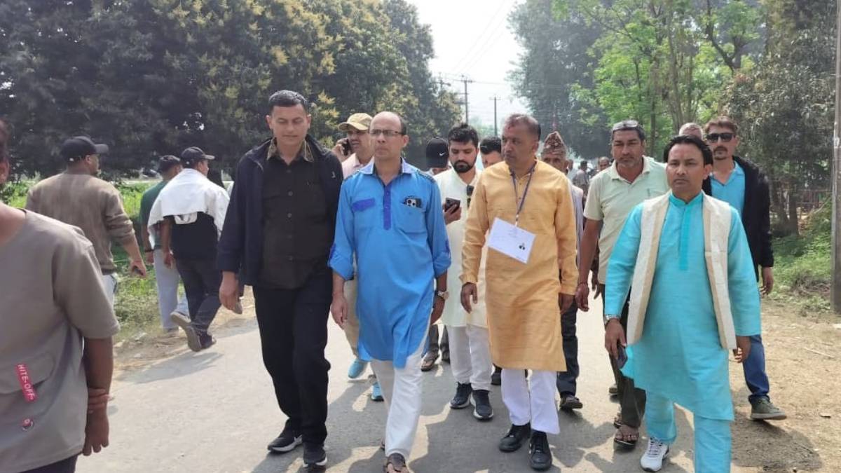 Nepali Congress General Secretary Gagan Thapa visiting polling stations in Barahathwa Municipality, Sarlahi during Nepal’s House of Representatives election.