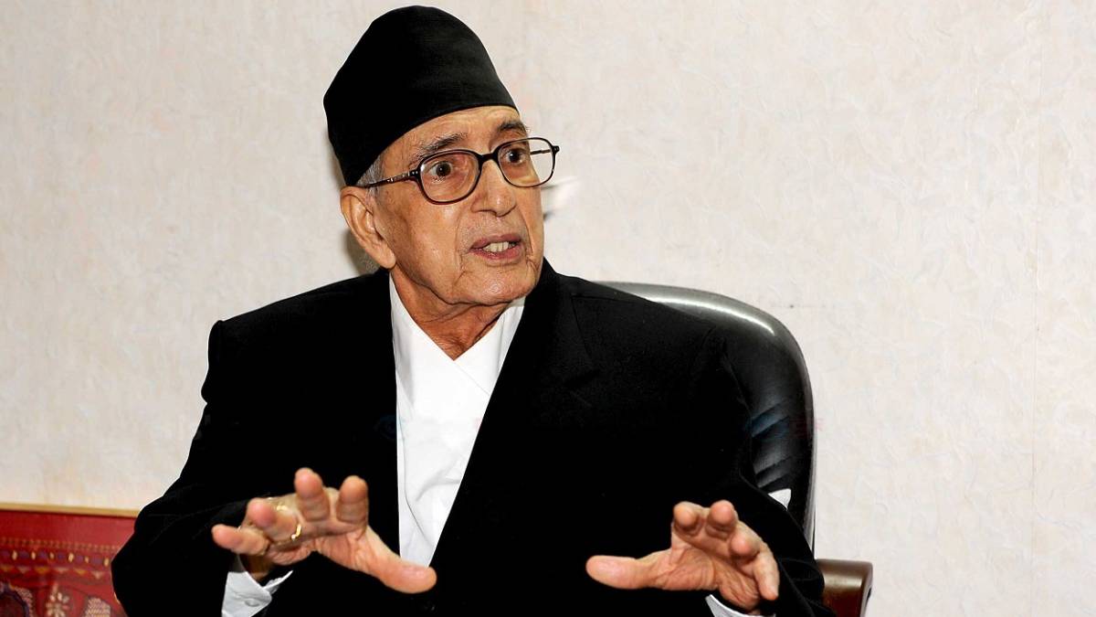 Girija Prasad Koirala portrait during Nepal democratic movement leadership