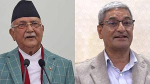 Former Nepal Prime Minister KP Sharma Oli and ex-Home Minister Ramesh Lekhak being prepared for court appearance following arrest in Kathmandu