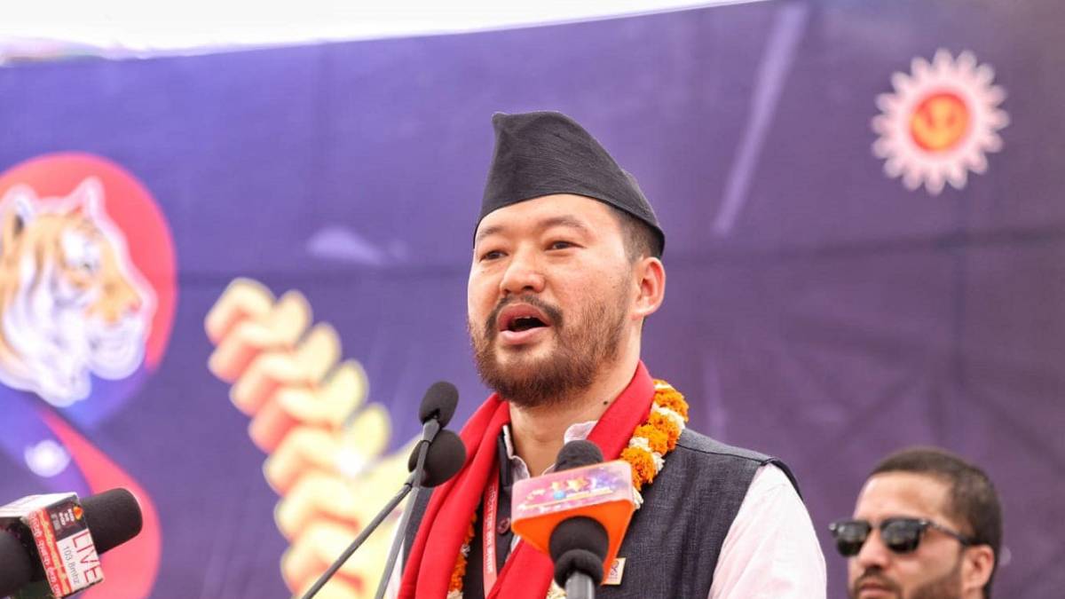 CPN-UML candidate Kshitij Thebe during the vote counting update in Taplejung as he leads the House of Representatives election