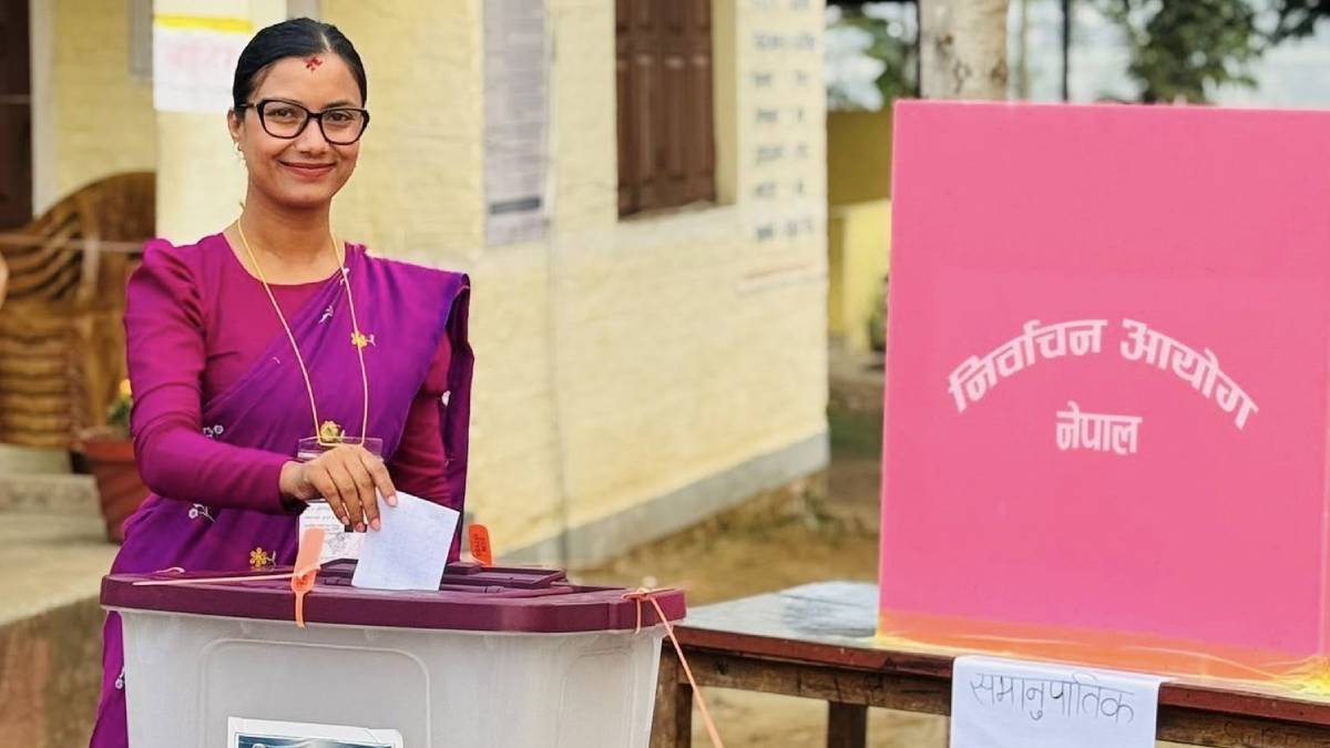 Sobita Gautam after winning the Chitwan-3 parliamentary seat with a record 59,277 votes in Nepal’s House of Representatives election.