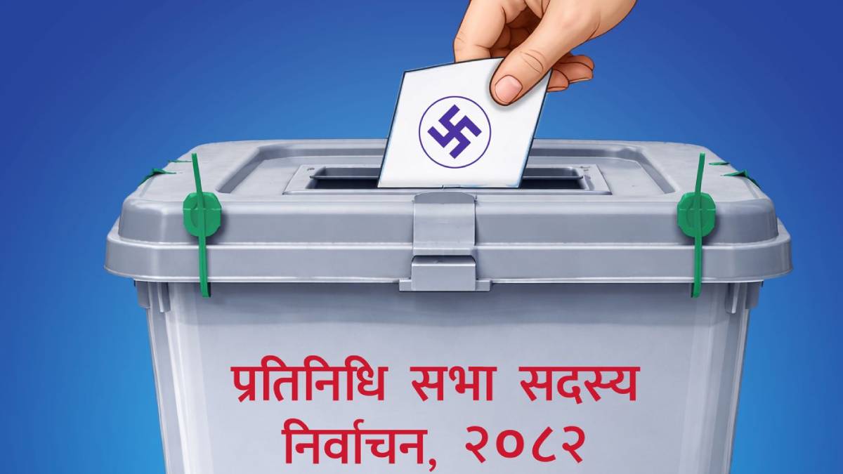 Voters standing in line at a polling station in Jhapa district during Nepal’s House of Representatives election as voter turnout reaches around 50 percent.