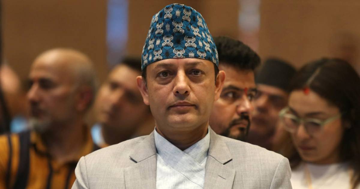 Speaker Dol Prasad Aryal attending a parliamentary event with lawmakers in the background