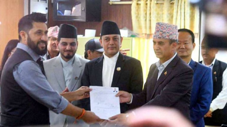 DP Aryal submits Speaker nomination document at Federal Parliament office in Nepal