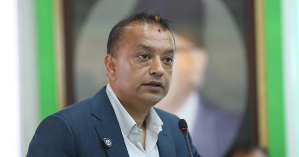 Gagan Thapa speaking at Nepali Congress event in Kathmandu while warning on unauthorized party activities