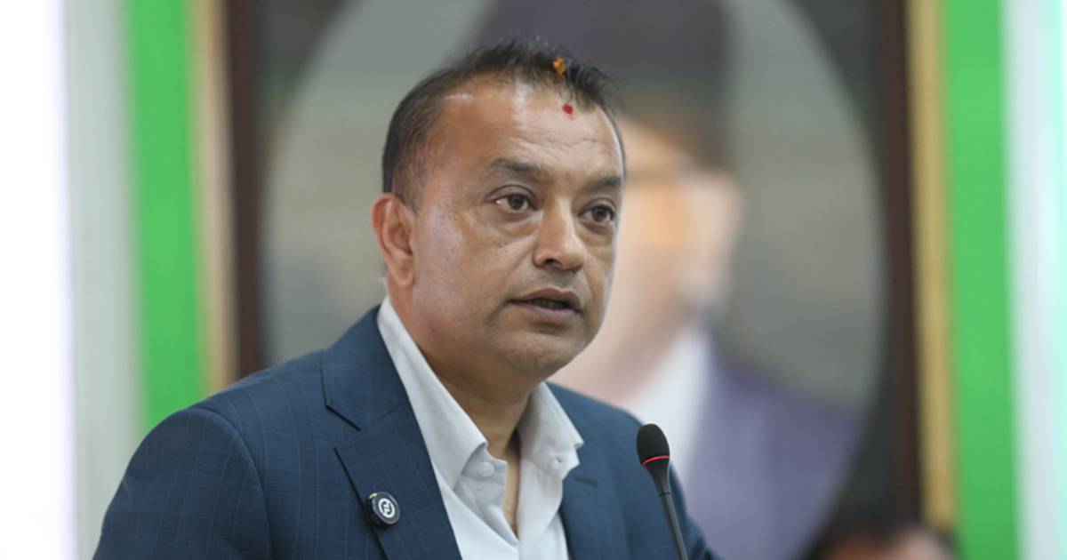 Gagan Thapa speaking at Nepali Congress event in Kathmandu while warning on unauthorized party activities