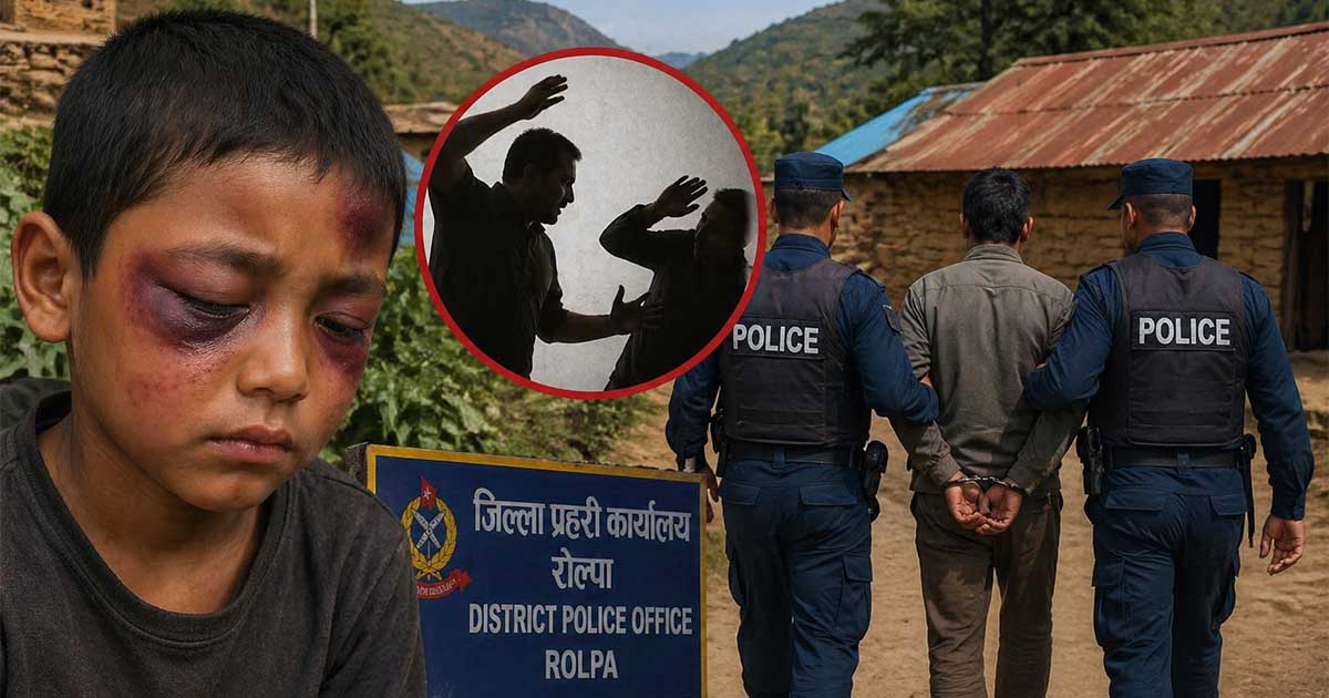 Representational image of police taking suspect into custody in Rolpa assault case