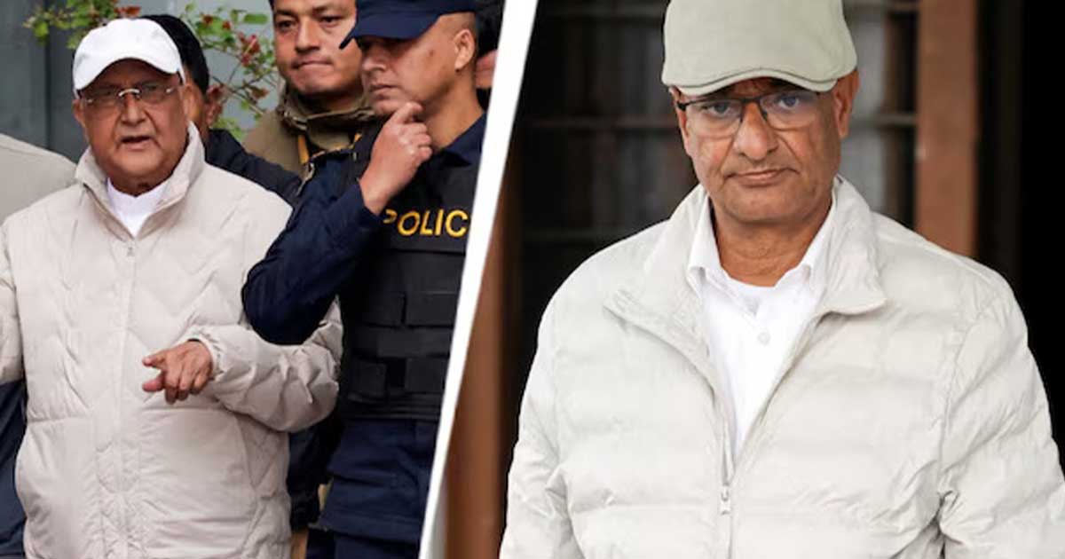 KP Oli and Ramesh Lekhak after Supreme Court release order in Nepal