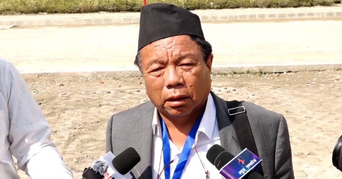 Mahabir Pun speaking to media about Gen-Z movement accountability in Kathmandu