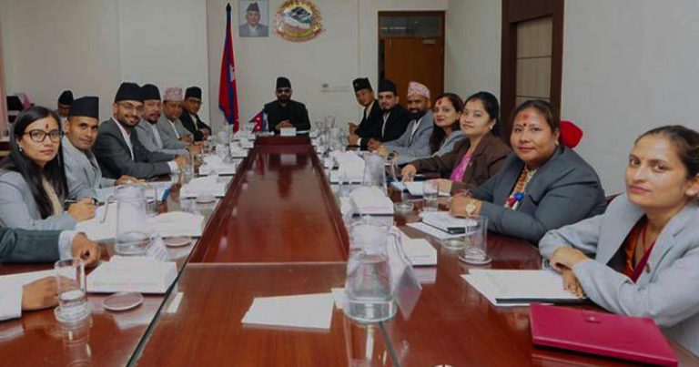 Nepal PM Balen Shah cabinet ministers seated during an official meeting in Kathmandu (file photo)