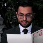 Sasmita Pokharel reading cabinet decisions to media in Kathmandu Nepal