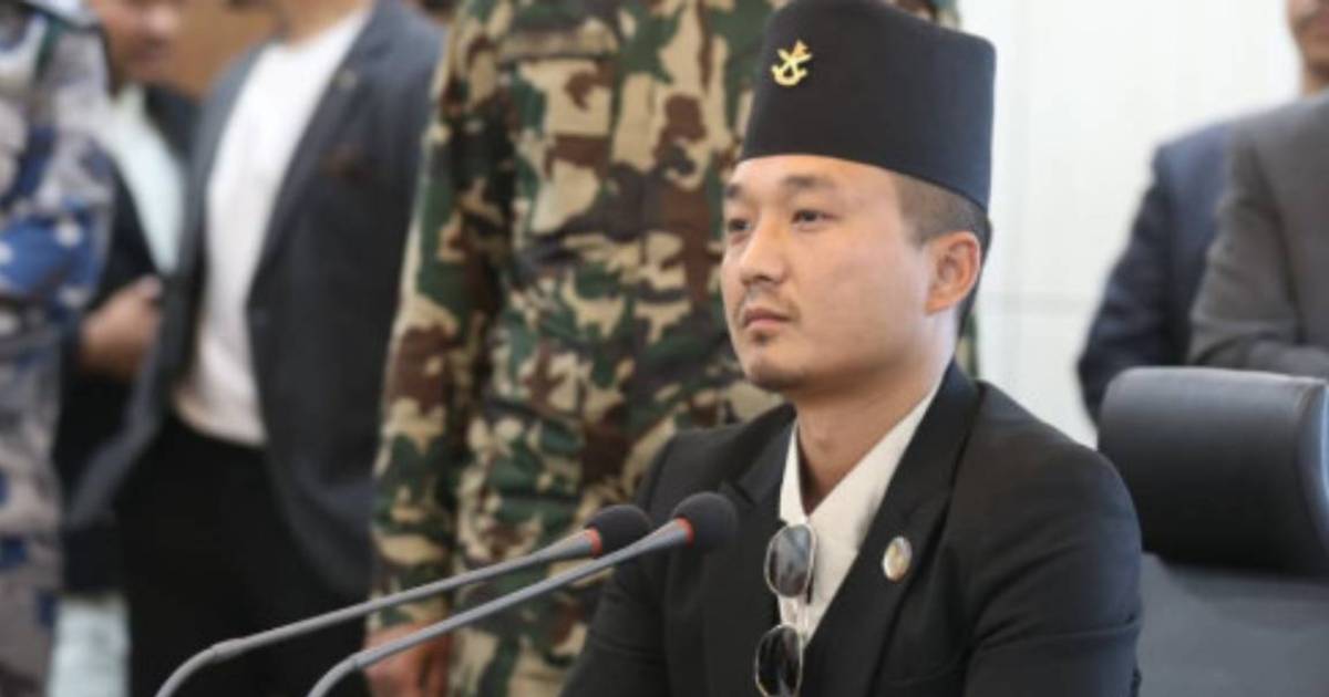 Sudan Gurung speaking at a meeting on Nepal security crackdown and police reform