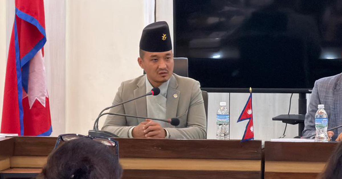 Sudan Gurung former home minister Nepal speaking in meeting after resignation.