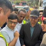 Sudan Gurung discusses with officials during Narayanghat–Butwal road inspection in Nepal