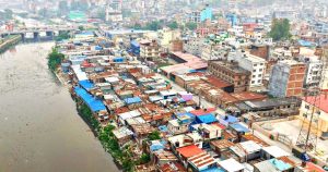 Thapathali Sukumbasi settlement along riverbank in Kathmandu Nepal