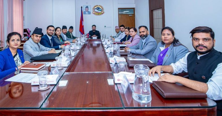 Officials attend a government meeting on ministry restructuring led by Prime Minister Balen Shah