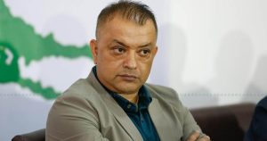 Gagan Thapa seated during a political discussion event in a file photo