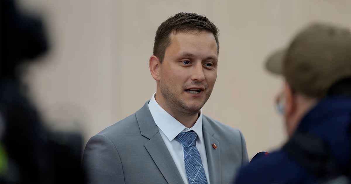 Greenland Prime Minister Jens-Frederik Nielsen speaks during a media interaction