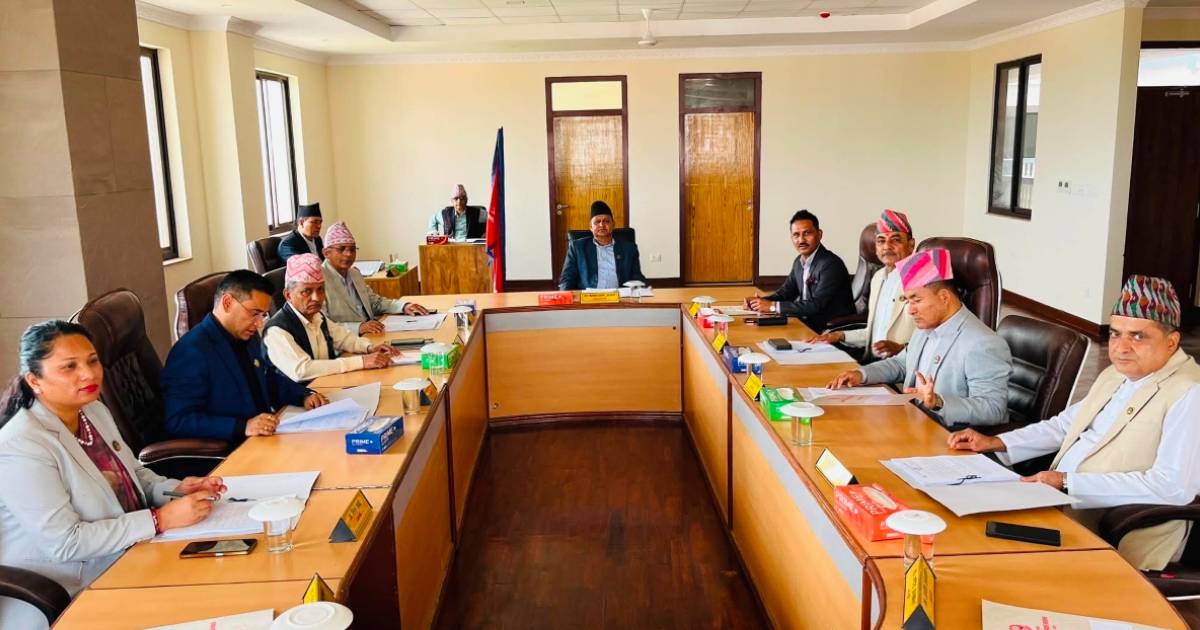 Lumbini Province Cabinet members attend a meeting discussing ministry restructuring and government reforms